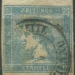 LV Mercurio azzurro, primo tipo, carta a coste verticali, n°G6a celeste.